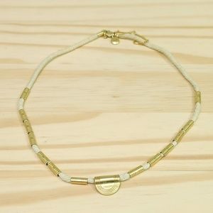Madewell White Cord and Brass Bead Necklace